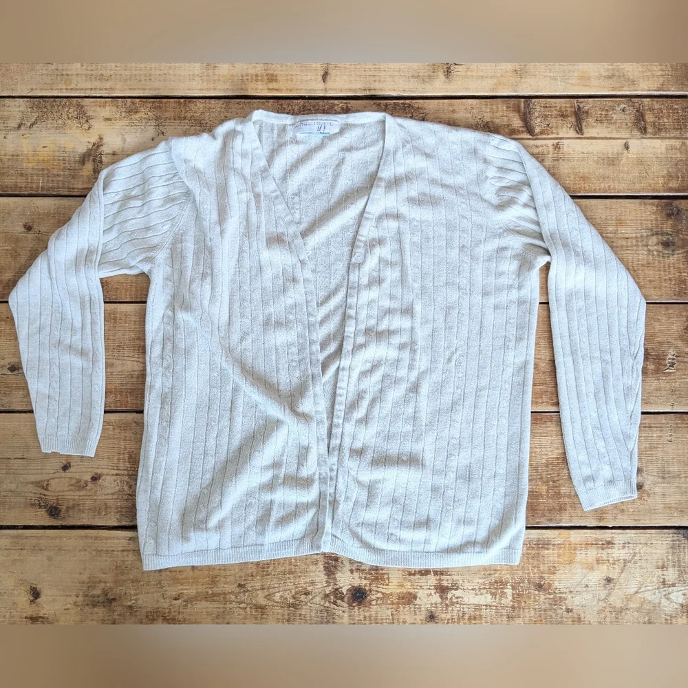 VINTAGE Kathy Froese Cream Cable Knit Cardigan Sweater - Picture 3 of 7